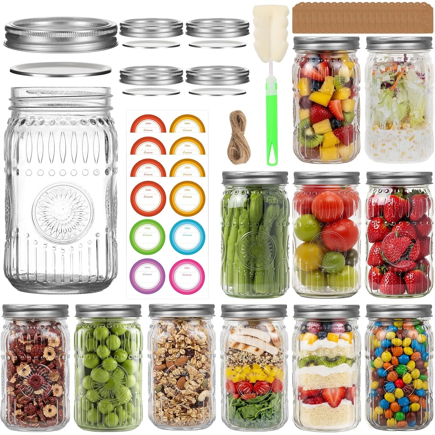 Food Storage 4 Quart - 32 oz Wide Mouth Mason Jars