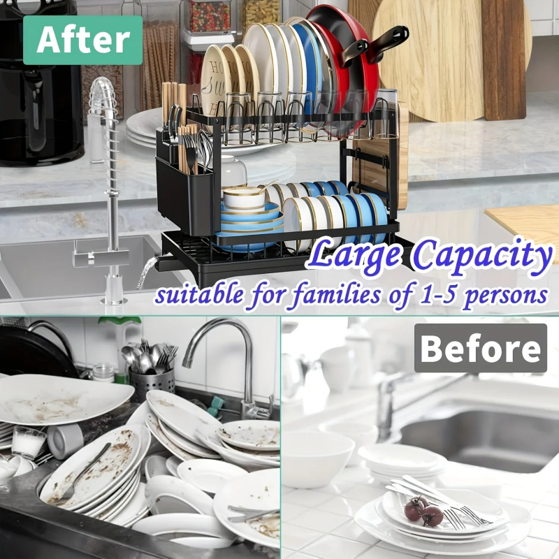 Food Storage Organiser - Multifunctional Countertop Dish Rack Kitchen Drain