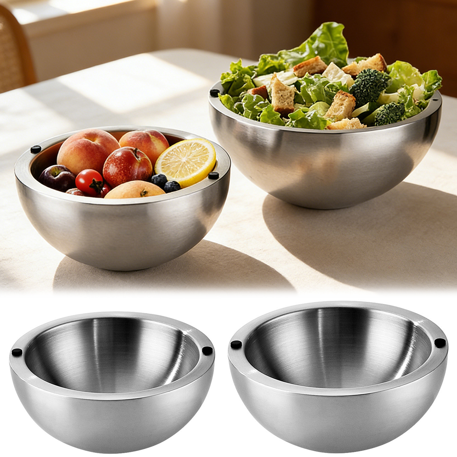 Food Storage Hot - 304 Thickened Salad Mixing Bowls Stainless