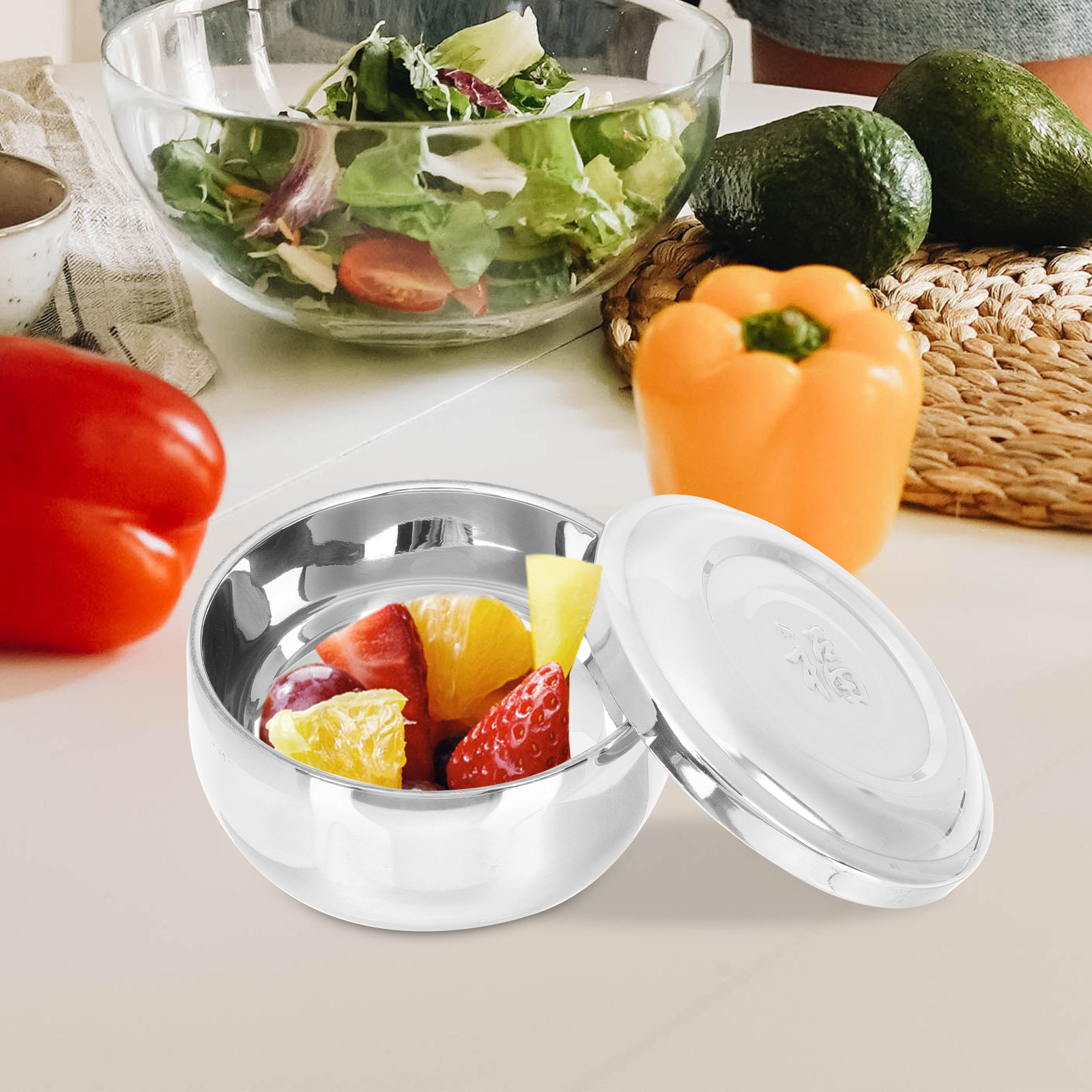 Food Storage Bowls - Double-Layer Stainless Steel Rice Bowl Korean