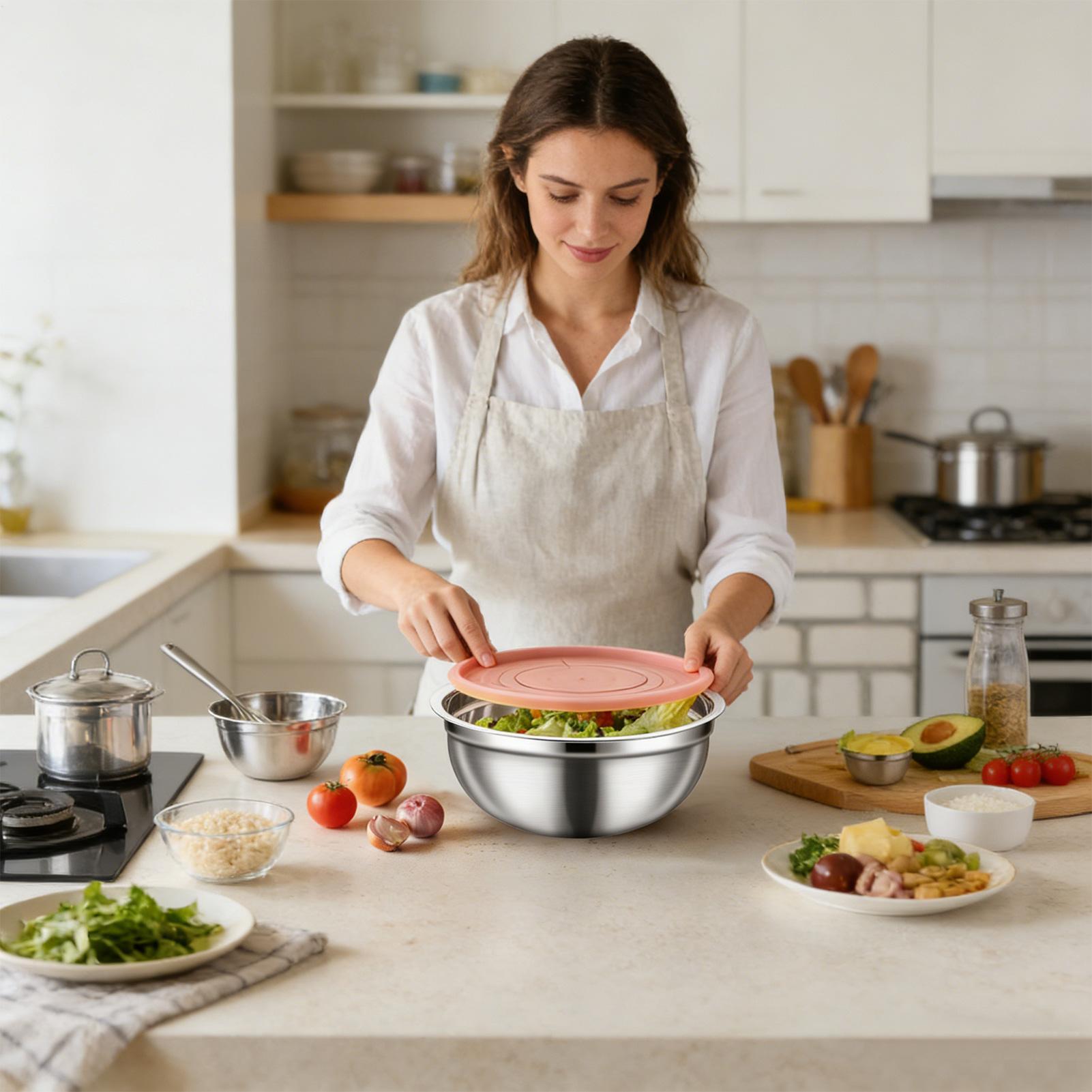 Food Storage Bowls - Metal Mixing Bowls Nesting Round Non-Slip