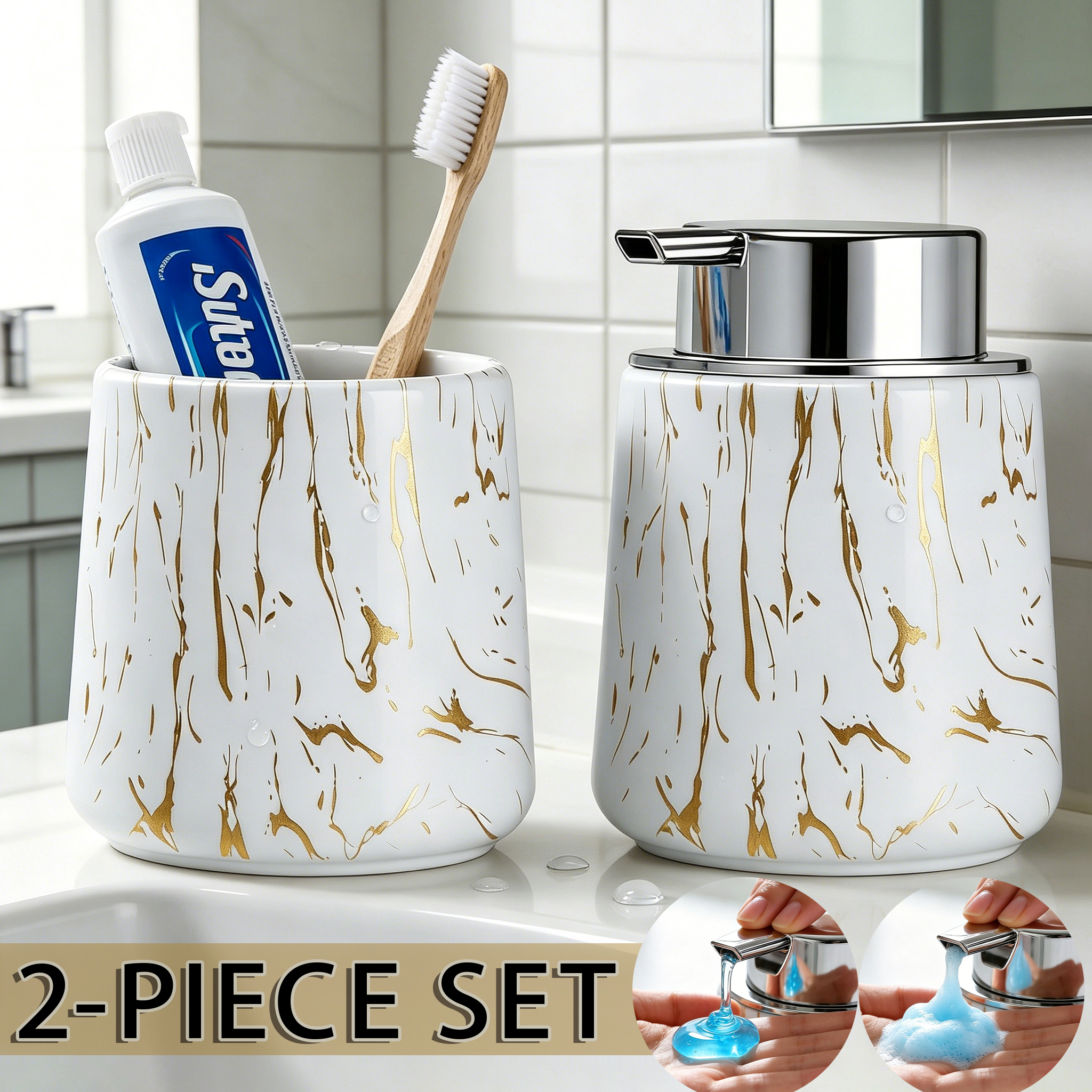Food Storage Organiser - Elegant Bathroom Foam Soap Dispenser and