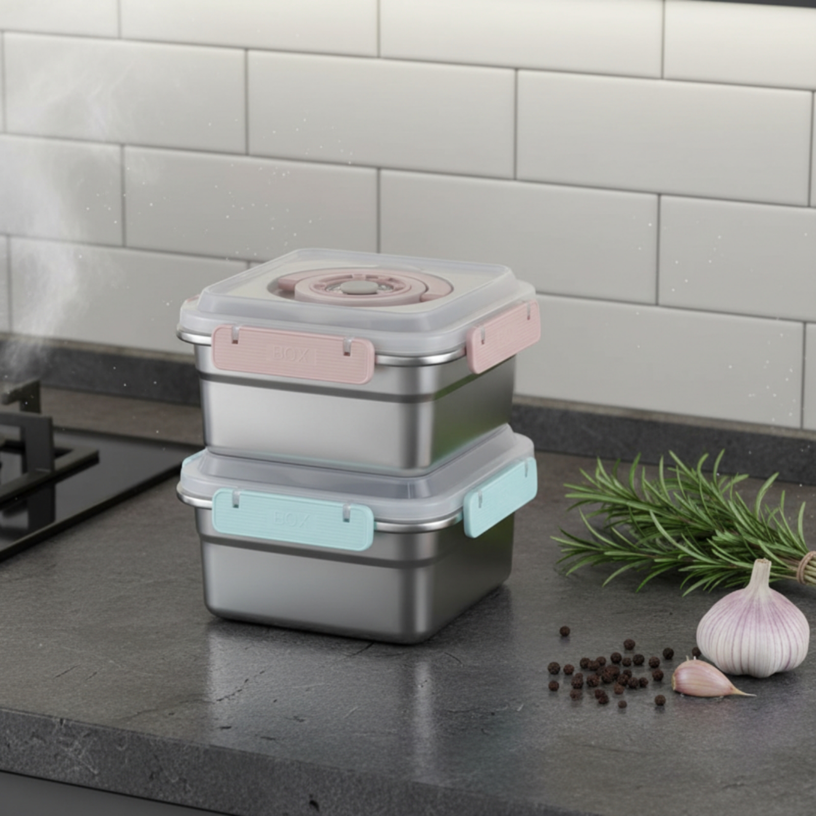 Food Storage Refrigerator - 3 Pieces Stainless Steel Food Container