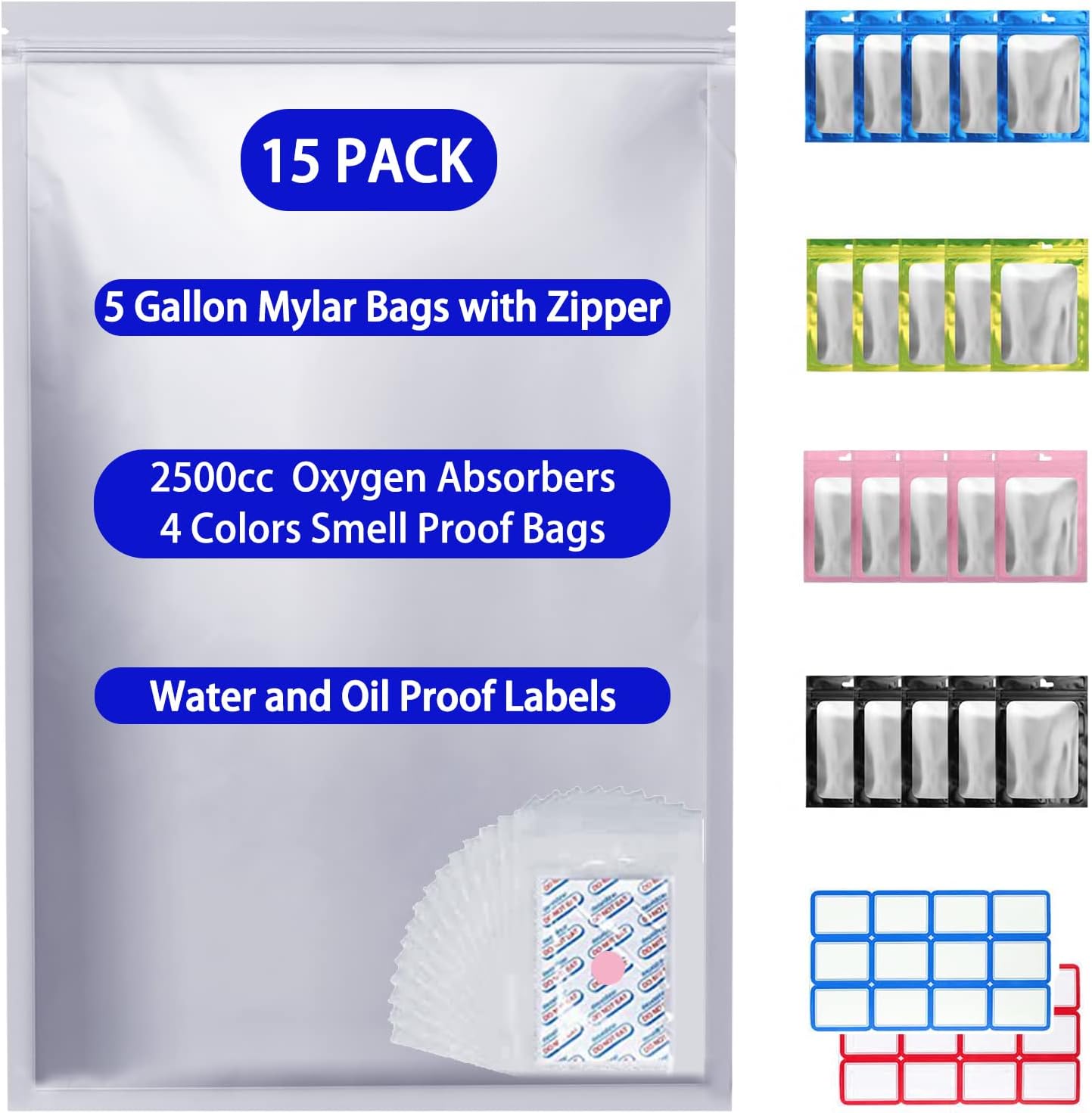 15 Pcs 5 Gallon Mylar Bags wit - Food Storage Oxygen Absorbers incelemesi ve fiyatı