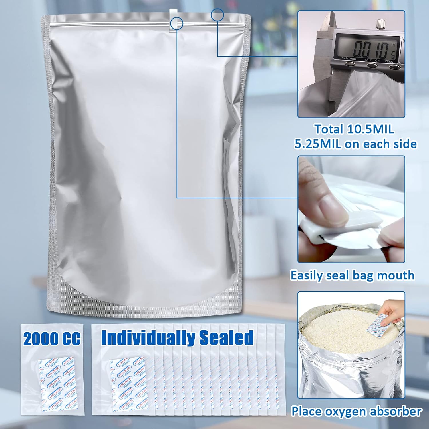 15 Pack 5 Gallon Mylar Bags wi - Food Storage Oxygen Absorbers incelemesi ve fiyatı