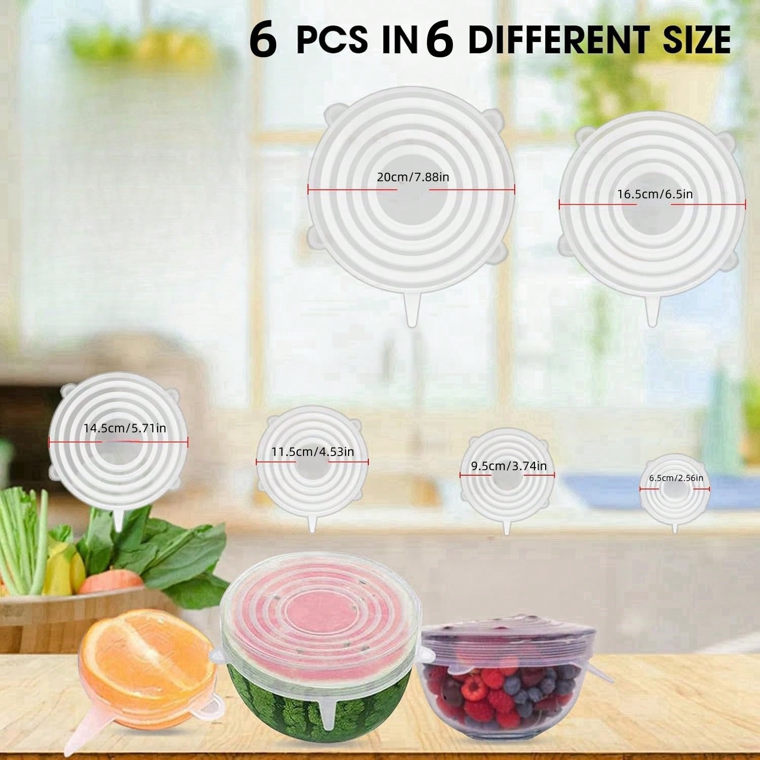 6pcs/Set Silicone Elastic Lids - Food Storage Bowls incelemesi ve fiyatı