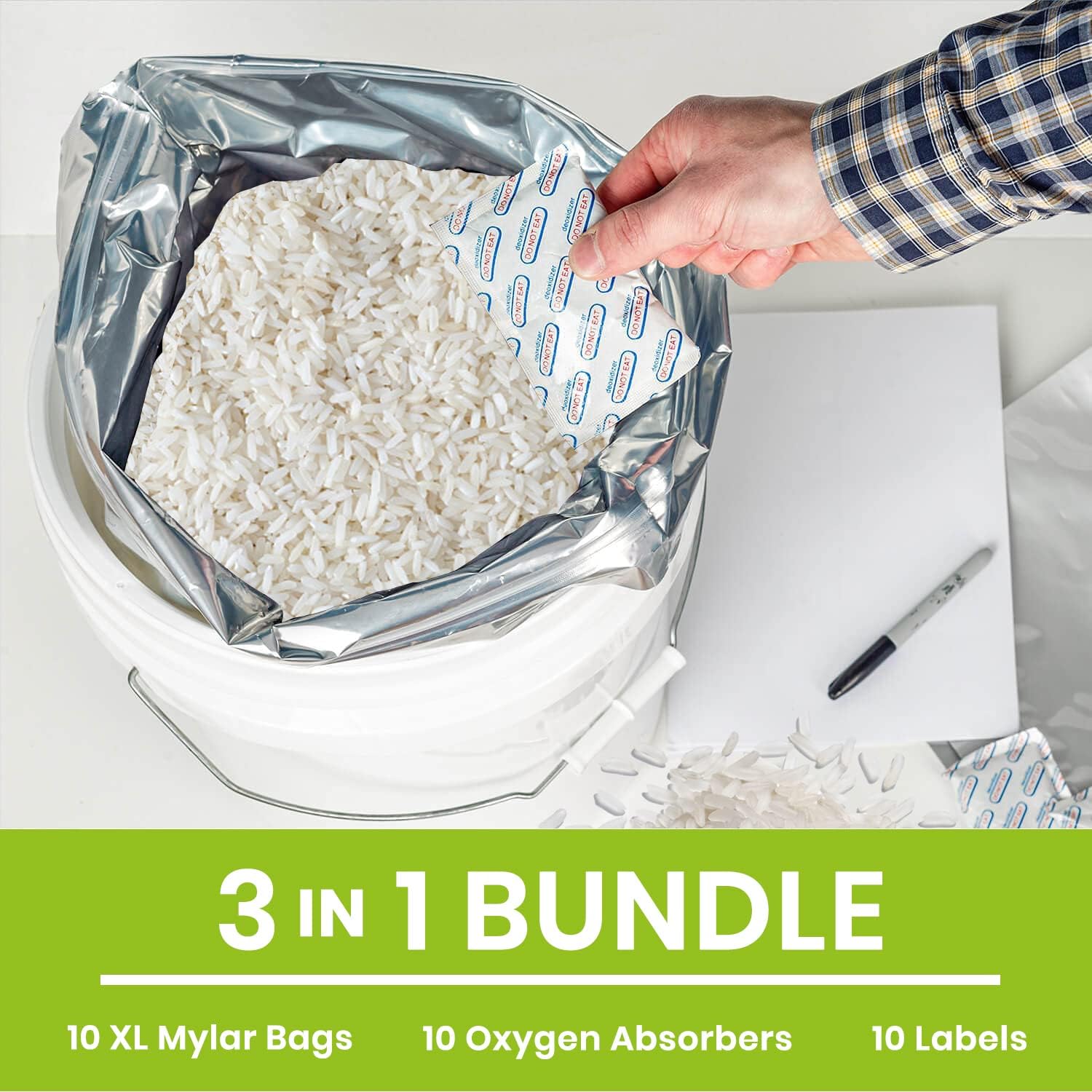 10pcs 5 Gallon Mylar Bags for  - Food Storage Oxygen Absorbers incelemesi ve fiyatı