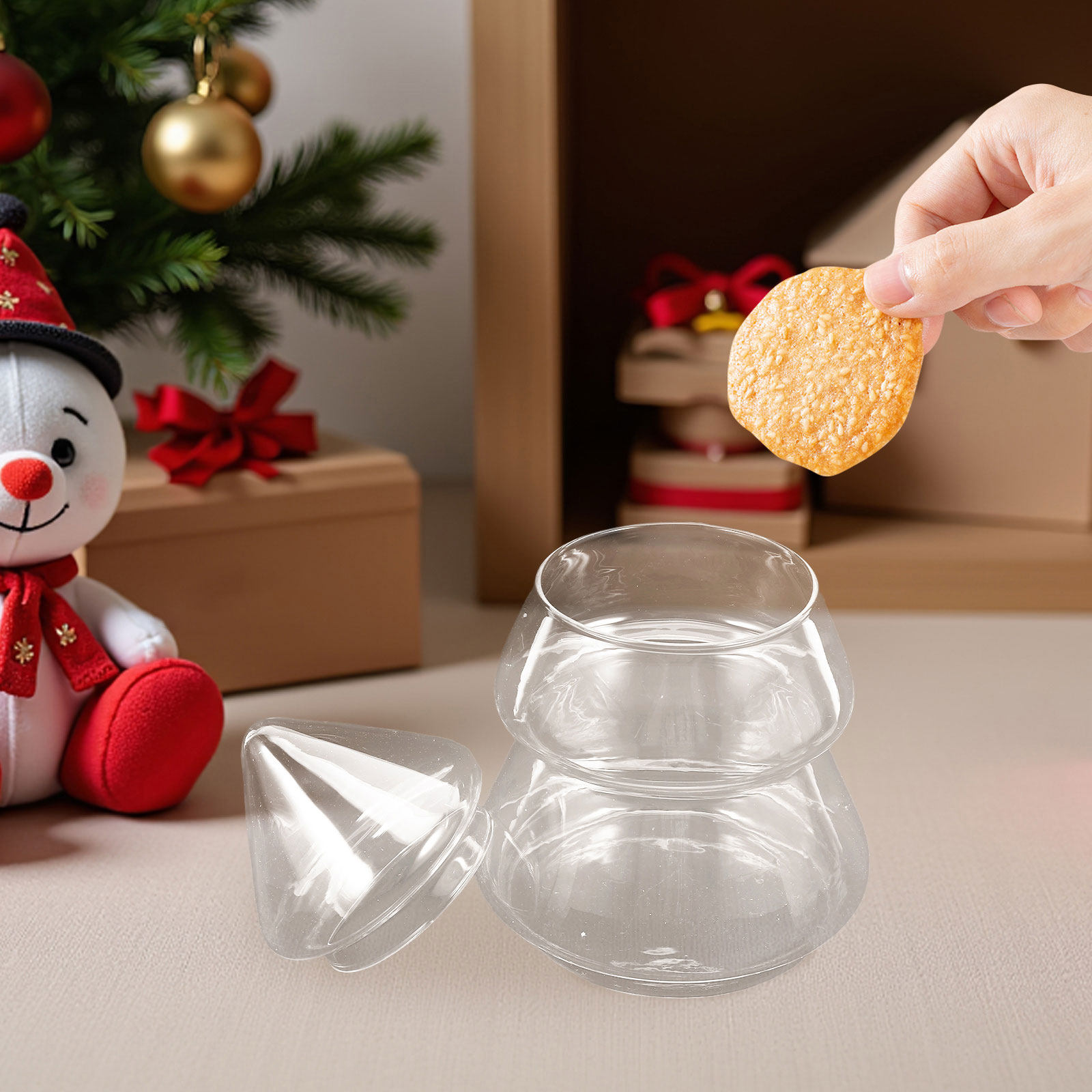 Glass Xmas Tree Candy Jar 220M - Xmas Food Storage Containers incelemesi ve fiyatı