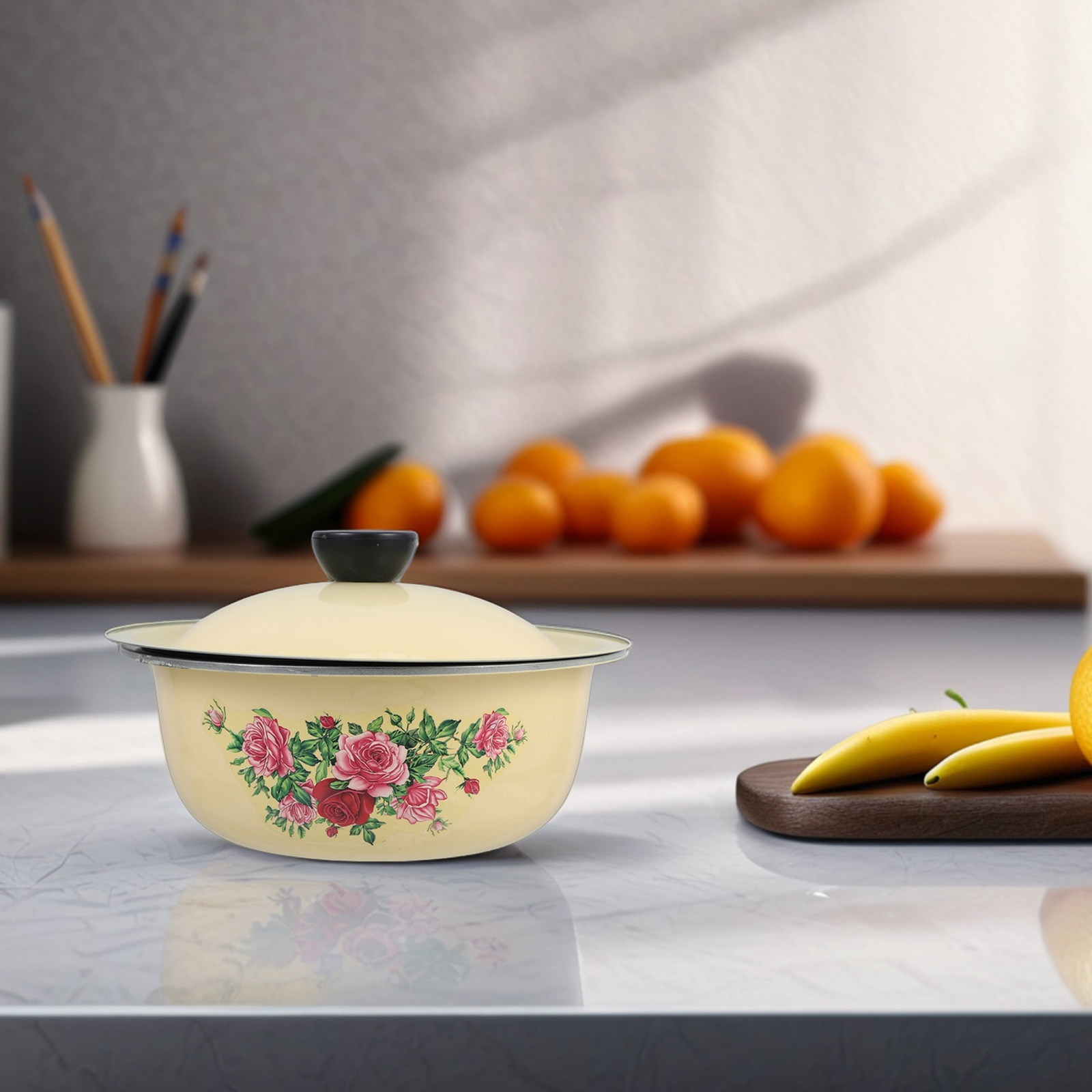 Vintage Enamel Bowl with Lid 1 - Food Storage Bowls incelemesi ve fiyatı