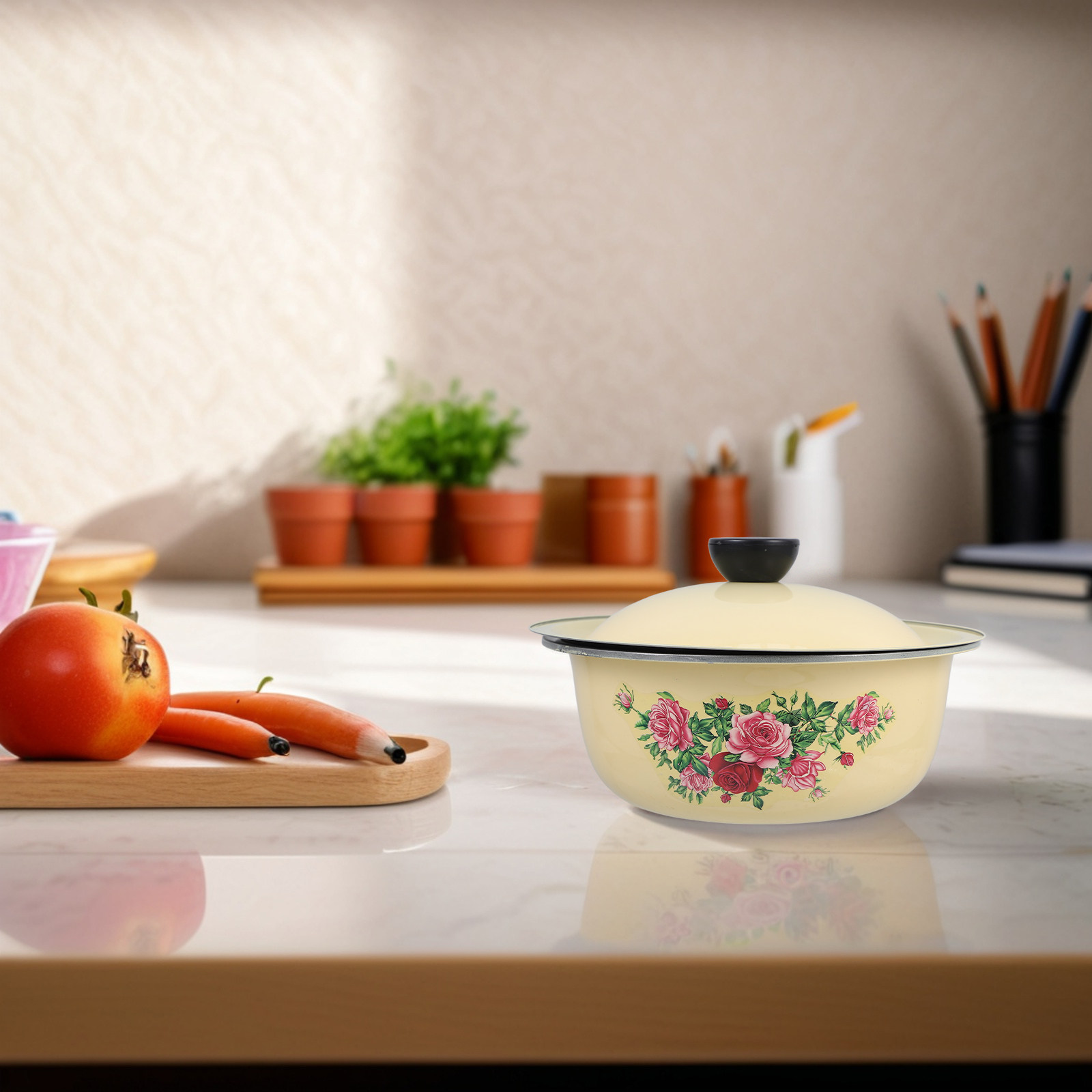 Vintage Enamel Bowl with Lid 1 - Food Storage Bowls incelemesi ve fiyatı