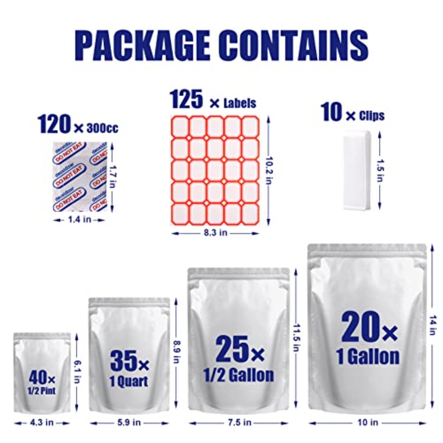 120 Mylar Bags for Food Storag - Food Storage Oxygen Absorbers incelemesi ve fiyatı